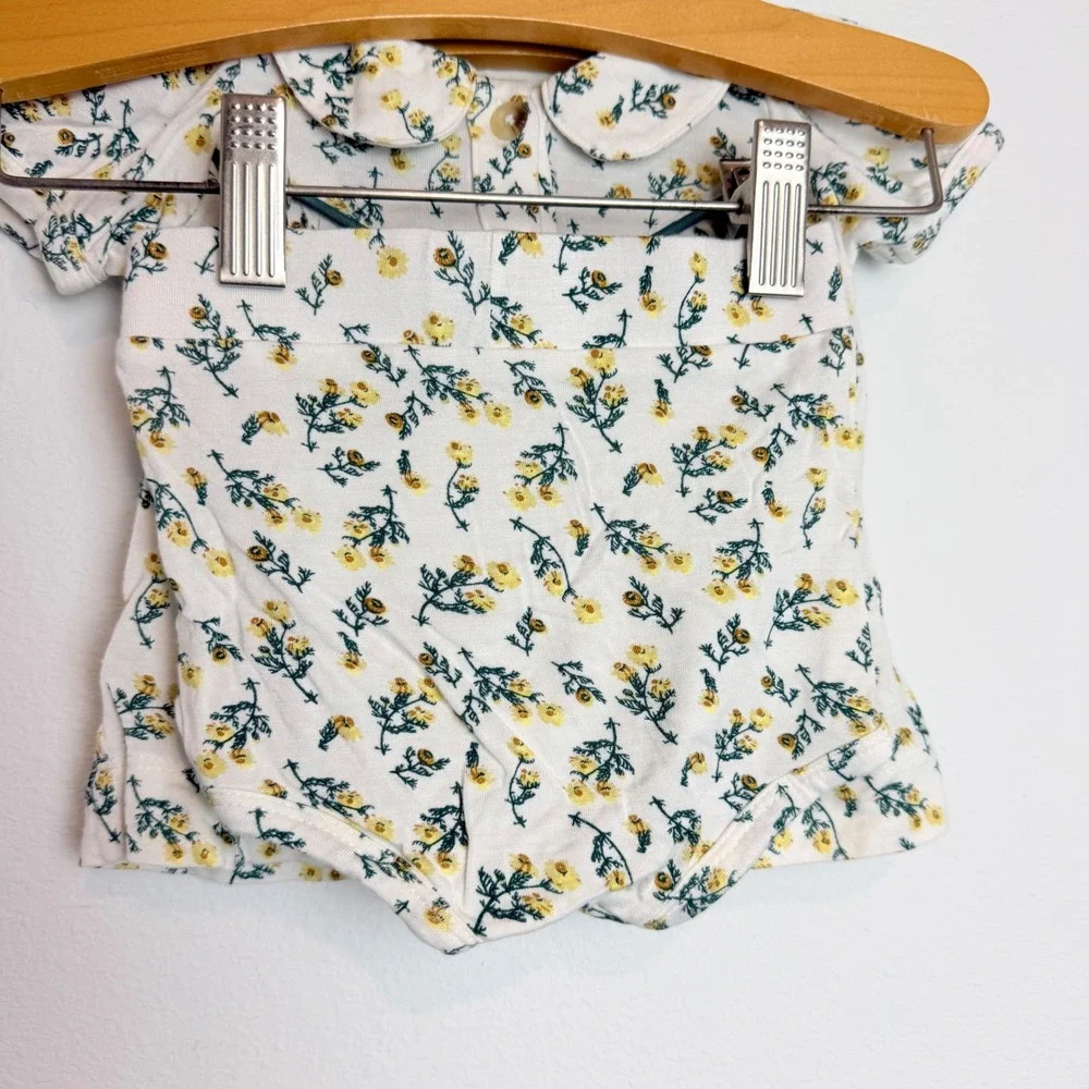 Kate Quinn Baby Girls Floral Bamboo Viscose Top and Bloomers Set Yellow 3-6M
